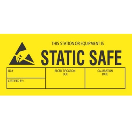 Transforming Technologies 1-3/4 x 3, "This Station Or Equipment Is Static Safe" LB9070